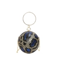 Golden and blue sequin sphere clutch bag with rhinestone ring handle and chain strap - Blue