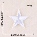 White five-pointed star embroidered patch, 4.3cm minimalist applique for clothes and hats - White 4.3cm (G1L-A-2-3热熔胶)