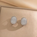 Eleganti orecchini ovali in argento con micro-pavé di zirconi in una scatola regalo - Stile Full Pave Color Acciaio
