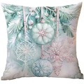 Mint green Christmas pillowcase with decorative ornaments and snowflakes pattern - Macaron Color Christmas Ornaments
