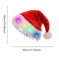 Red plush Christmas hat with LED lights and golden stars pattern, 48x35cm size - Long Plush Red With Multi-Color LED