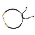 Palestine map bracelet with black braided rope, gold beads and colored enamel charm - Black Braided Rope