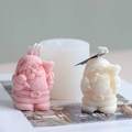 Christmas Santa Claus candle silicone mold with pink and white finished wax figures - Santa Claus 116g