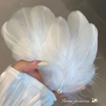 Elegante molletta per capelli in piume di cigno bianche con perla per balletto e nozze - Bianco