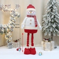 38-inch retractable Christmas snowman doll with adjustable legs and holiday knitwear - Red and White Knitted Snowman