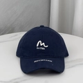Detailed view of the embroidered navy blue cotton baseball cap with distressed brim finish - One Size (58-60cm) / Navy Blue