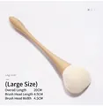 Large log color mushroom powder brush with cream white bristles, 20cm total length - Wood / Large / Large Log Color Small Waist