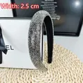Detail shot of the 2.5cm wide rhinestone braided headband in elegant silver-black tone - 2.5cm High Cranial Solid Color / Mineral Grey Rhinestone