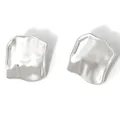Minimalist irregular crumpled square stud earrings in polished silver finish - Irregular Square Silver Style (DEP2033)