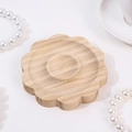 Flower-shaped natural wood jewelry display tray with elegant grain on white background - Natural Wood 8-Petal Flower