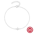 Elegant 925 sterling silver octagon star bracelet with sparkling crystal pendant on white base - 925 Silver / Silver-Octagram Zircon