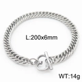 Bracciale a catena cubana in acciaio al titanio con chiusura a cuore, 200x6mm - Catena Barbazzale Larga 6mm (KB165889-ZZ)