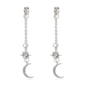 Silver multi-layer hollow earrings with geometric star and moon tassels and crystals - Style 1-Star Moon Tassel