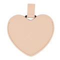 Beige heart-shaped leather keychain with stitching details and secure metal clasp - Pink