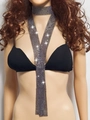Sparkling silver-black metal mesh scarf necklace on mannequin for a trendy look - Black Metal White Zirconia