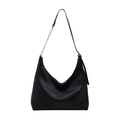 Sac fourre-tout en cuir PU noir texturé avec élégante bandoulière en chaîne argentée - Noir