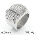 Hip hop silver star ring with square micro-pave cubic zirconia, 20mm width design - US 10 / Silver Square Style (KR109852-MZOZ)