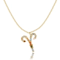 Elegant gold-plated Aries zodiac necklace with colorful cubic zirconia stones - Aries