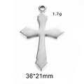 Polished silver stainless steel cross pendant for DIY jewelry, 36x21mm minimalist design - Steel Color Cross 1#
