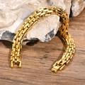 Minimalist men's wide band watch style bracelet in a polished golden finish - Gold 21cm Length 1.1cm Width