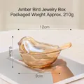 Amber glass bird-shaped jewelry storage box for rings and necklaces, size 12x9x6.5cm - Bird Shape / Amber