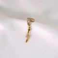 Gold stainless steel heart and lightning bolt drop earrings with crystal pavé - Heart Lightning Pendant