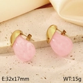 Orecchini a goccia in resina marmorizzata rosa con cerchi in acciaio dorato - Rosa (KE115123-SP)