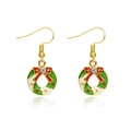 Christmas wreath earrings with colorful enamel and sparkling rhinestones for holiday style - Rhinestone Xmas Wreath