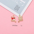 Christmas Santa Claus sleigh gold alloy charm pendant with red white and green enamel detailing - Santa Sleigh (F296-1) / 10 Pieces/Pack (16*20mm)