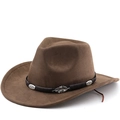 Cappello da cowboy marrone in feltro con decorazione foglia in metallo vista 45 gradi - M (56-58cm) / caffè