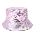 Metallic lavender purple patent leather bucket hat with glossy reflective finish - One Size(58cm) / Purple