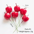 Set of 6 mini artificial red apples with green stems for DIY Christmas tree decor - 3cm Red Apples (6 Pcs)