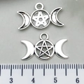 Silver alloy crescent moon and star charms with measurement scale for DIY jewelry - Candy Moon Star 13x22mm