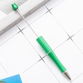 DIY plastic beaded ballpoint pen in a metallic green finish with silver extension rod - Green
