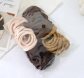 Pack of 50 high elasticity hair ties in earth-toned ribbed knit fabrics - Coffee Series 50Pcs