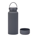 1L dark grey matte insulated sports bottle with handle and non-slip silicone base - 1 L / Dark Gray
