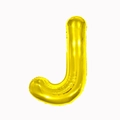 Letter J shape yellow foil balloon for birthday party decorations on white background - 16-inch Gold Slim Letter Aluminum Foil Balloon (j)