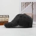 Casquette vintage gris foncé en coton délavé avec broderie nœud blanc - Noir