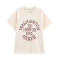 Completo vintage lavato crema con felpa a maniche corte e pantaloncini stampa Washington - S / Tops