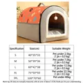 Winter warm dog bed with orange geometric pattern roof and detailed sizing chart - 3XL (100*70*60cm) / Orange Grey