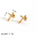 Goldene Edelstahl Kreuzohrstecker mit Kristall und 14,7 mm Größenangabe für Damen - Goldene Kreuz-Ohrstecker (TE60318)