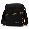 Bolso bandolera ligero para hombre en color negro con detalles de cremallera amarilla - Negro
