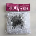 White stretchable spider web with black plastic spiders in retail package for Halloween - 100g White Spider Web + 20 Black Spiders