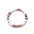 Pink jasper and white turquoise beaded bracelet with sparkling crystal metal spacers - Pink White Natural Stone (374)