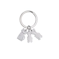 Silver stainless steel keychain with cute hollow-out cat and dog animal charms - 2 Dogs 1 Cat / Silver