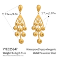Detailed dimensions of 18K gold plated stainless steel grape cluster tassel earrings - Gold Grape Shape (YYE025347)