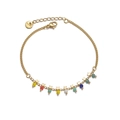 14K gold plated stainless steel bracelet with colorful beads and small star charms - Star and Colorful Beads Style (B905)