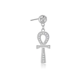 S925 Sterling Silver Ankh Hoop Earring for Men featuring sparkling cubic zirconia - 925 Silver / White Gold Style (Single)