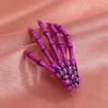Gothic purple skeleton hand hair clip with black detailing on rose gold silk texture - Purple (8614)