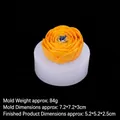 3D-Rosenknospen-Silikonform mit gelber Seife und Abmessungen für DIY-Handwerk - Stil 4 Gefüllte Blüte / Transparent
